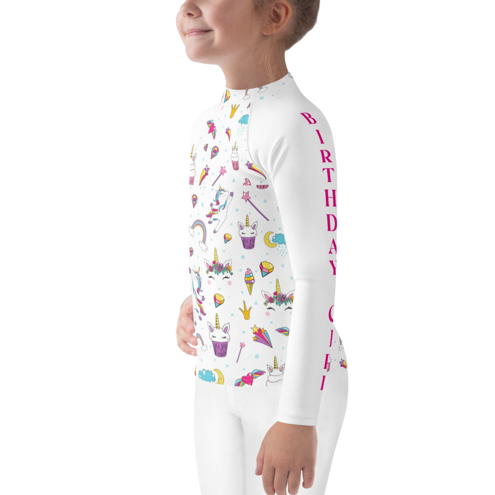 Unicorn Birthday Girl Rash Guard