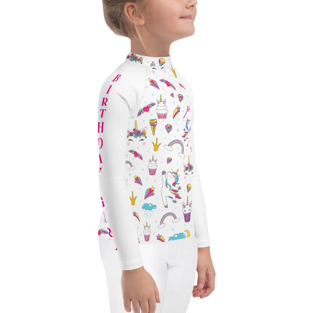 Unicorn Birthday Girl Rash Guard