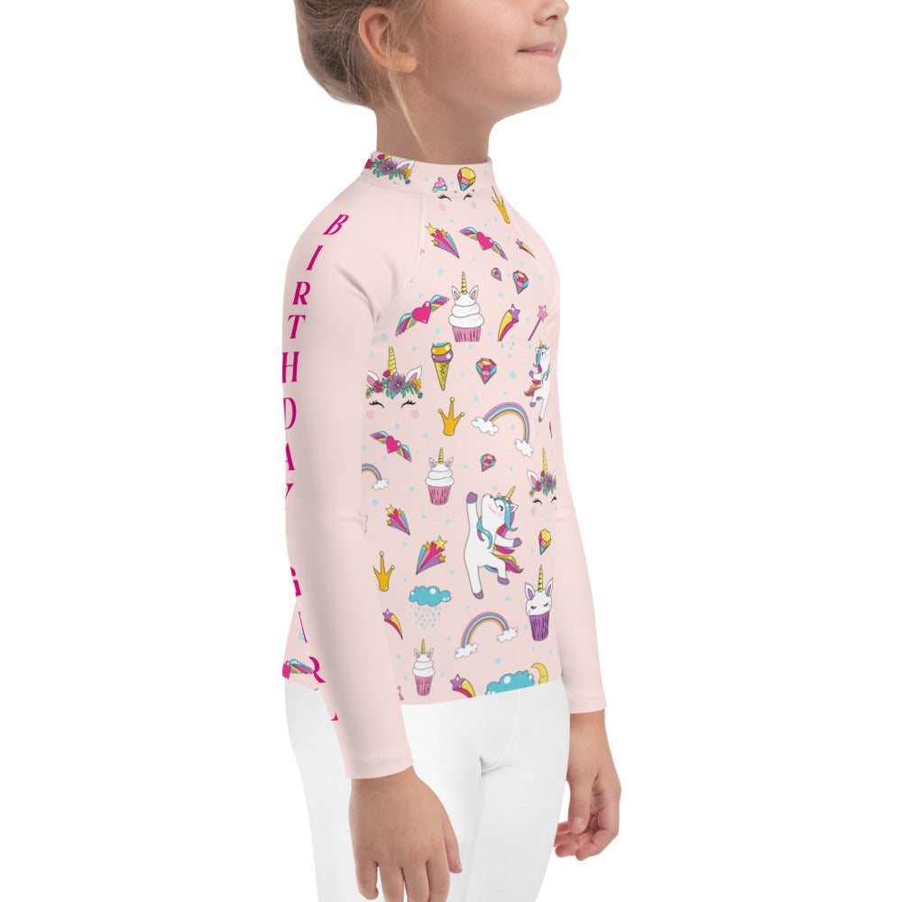 Unicorn Birthday Girl Rash Guard