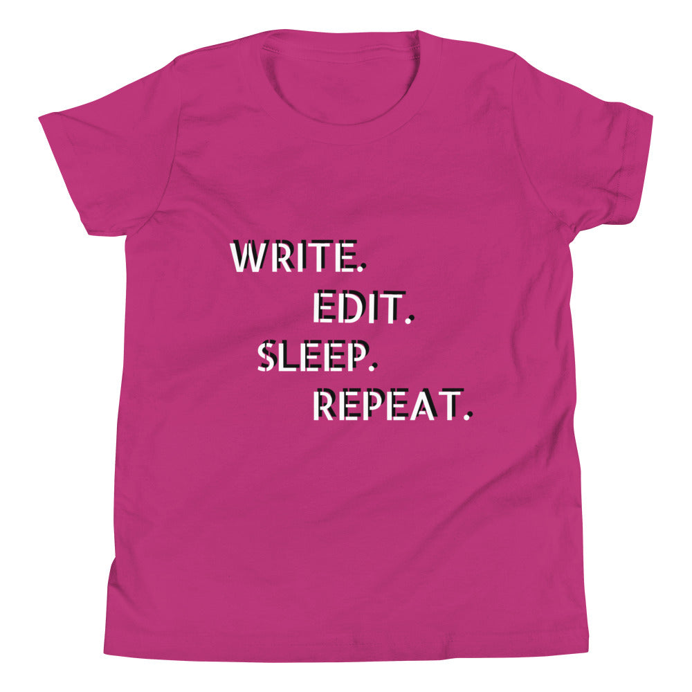 Write, edit, sleep, repeat short sleeve t-Shirt