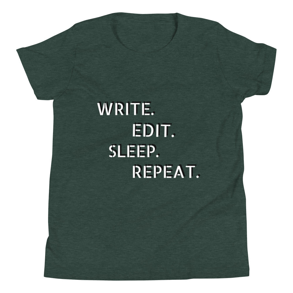 Write, edit, sleep, repeat short sleeve t-Shirt