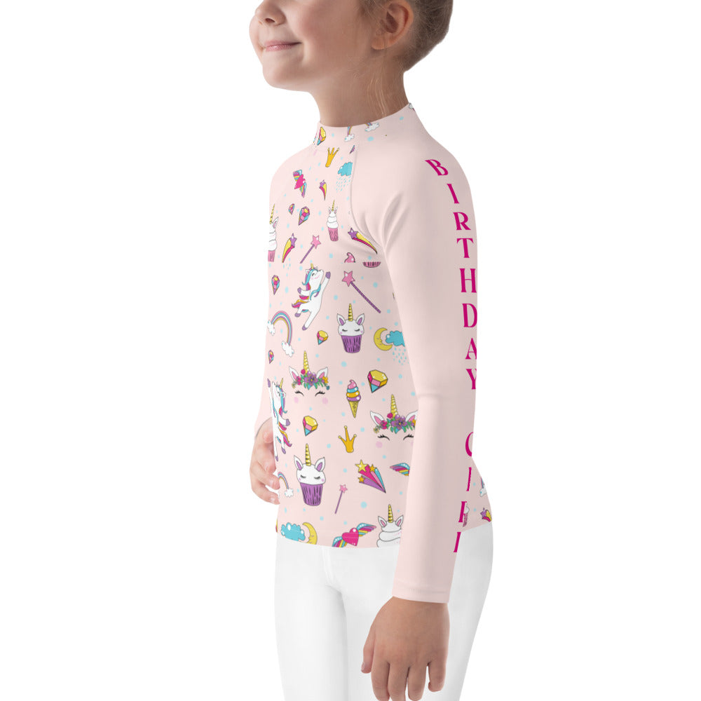 Unicorn Birthday Girl Rash Guard