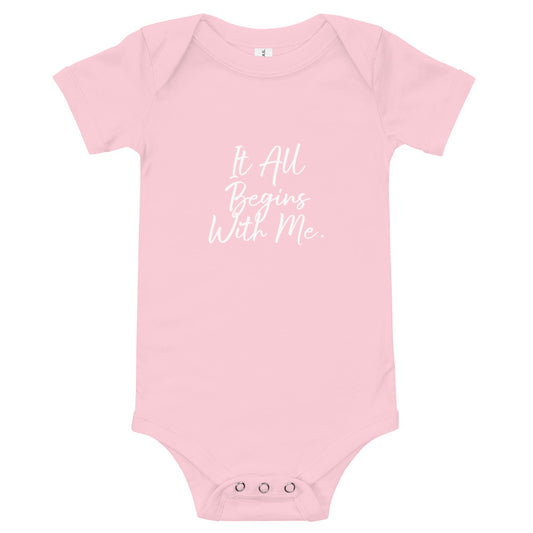 In all begins with me Baby short sleeve one piece